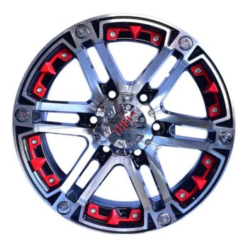 Aros 16X8.0 6X139.7 ET -13 CB 110.5 Black machine face-red plastic