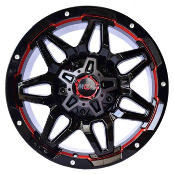 Aros 18X9.0 6X114.3 ET 0 CB 78.1 Black machine lip red line - Camioneta